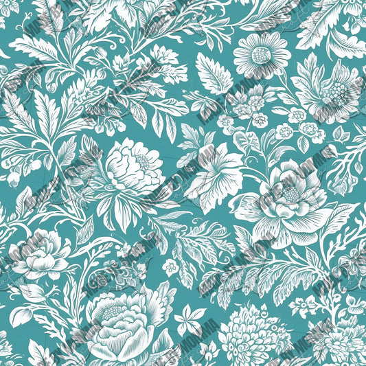 WhiteRoom Floral Seamless Vintage Floral Blue - Vinyl Or Waterslide Seamless Wrap