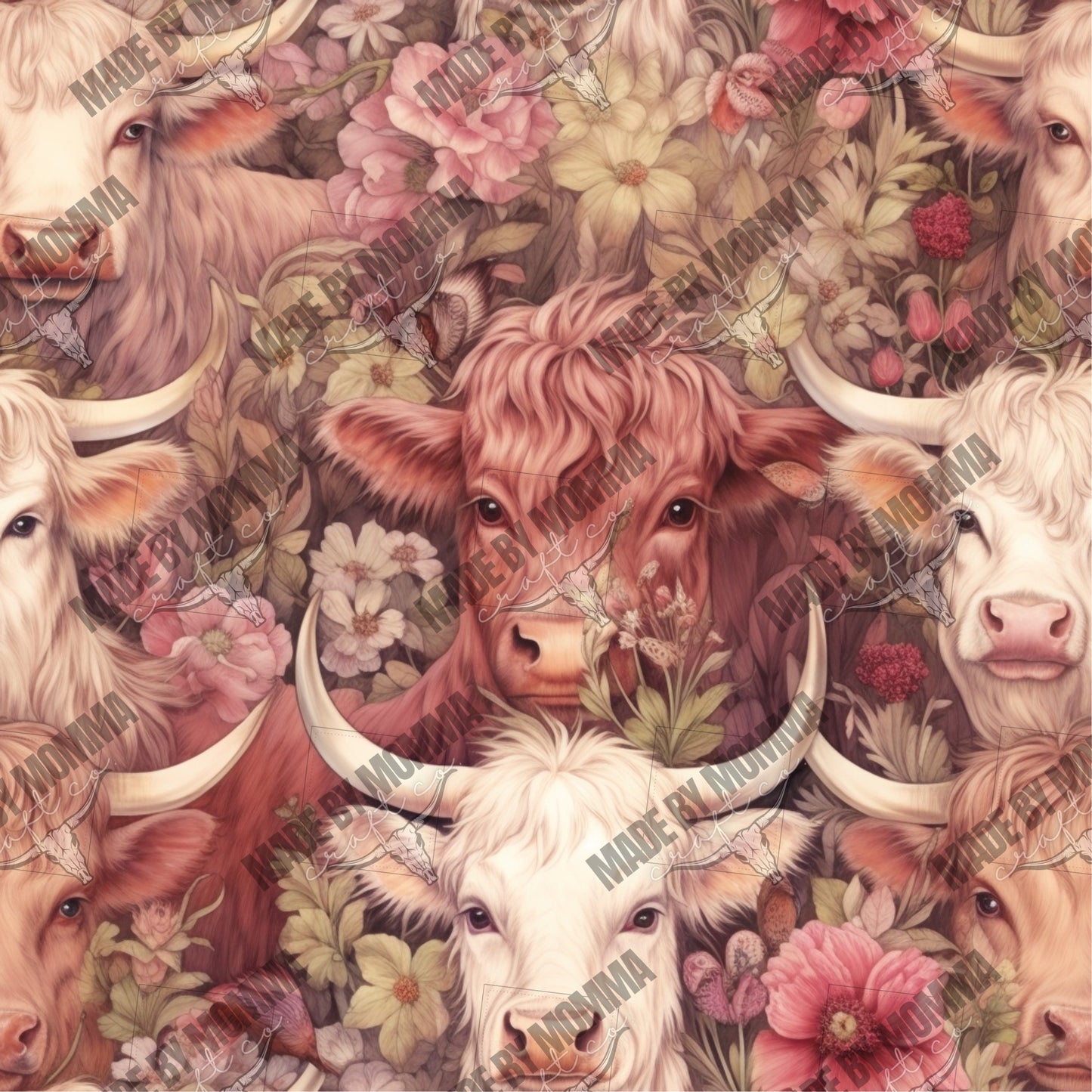 Highland Cow Pattern 5 - Vinyl Or Waterslide Seamless Wrap