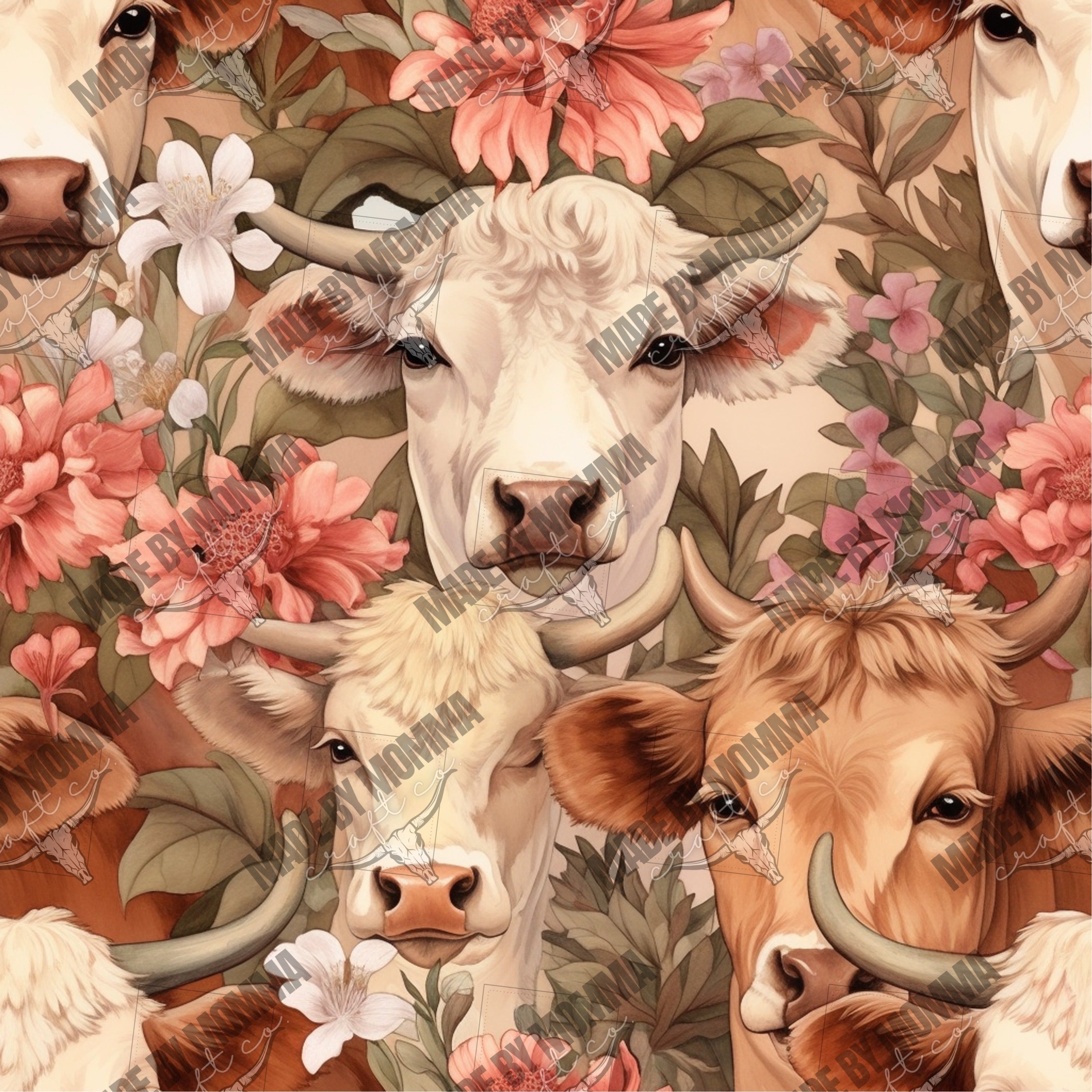 Highland Cow Pattern 7 - Vinyl Or Waterslide Seamless Wrap | Made By ...