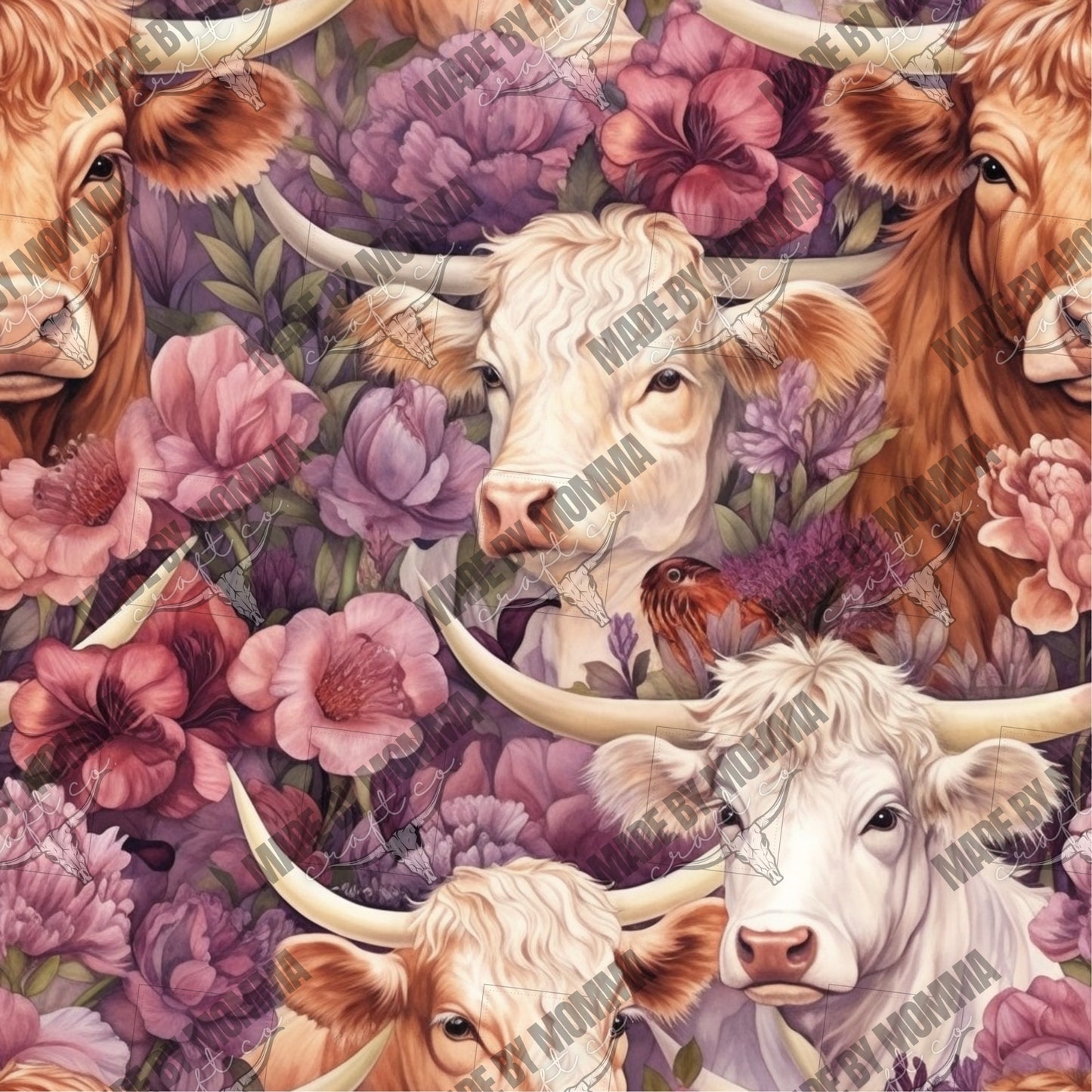 Highland Cow Pattern 9 - Vinyl Or Waterslide Seamless Wrap