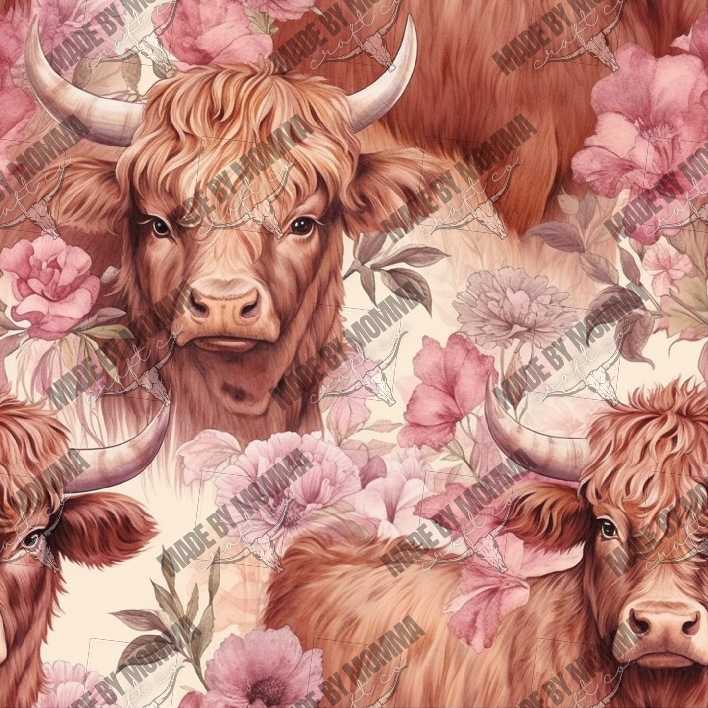 Highland Cow Pattern 13 - Vinyl Or Waterslide Seamless Wrap