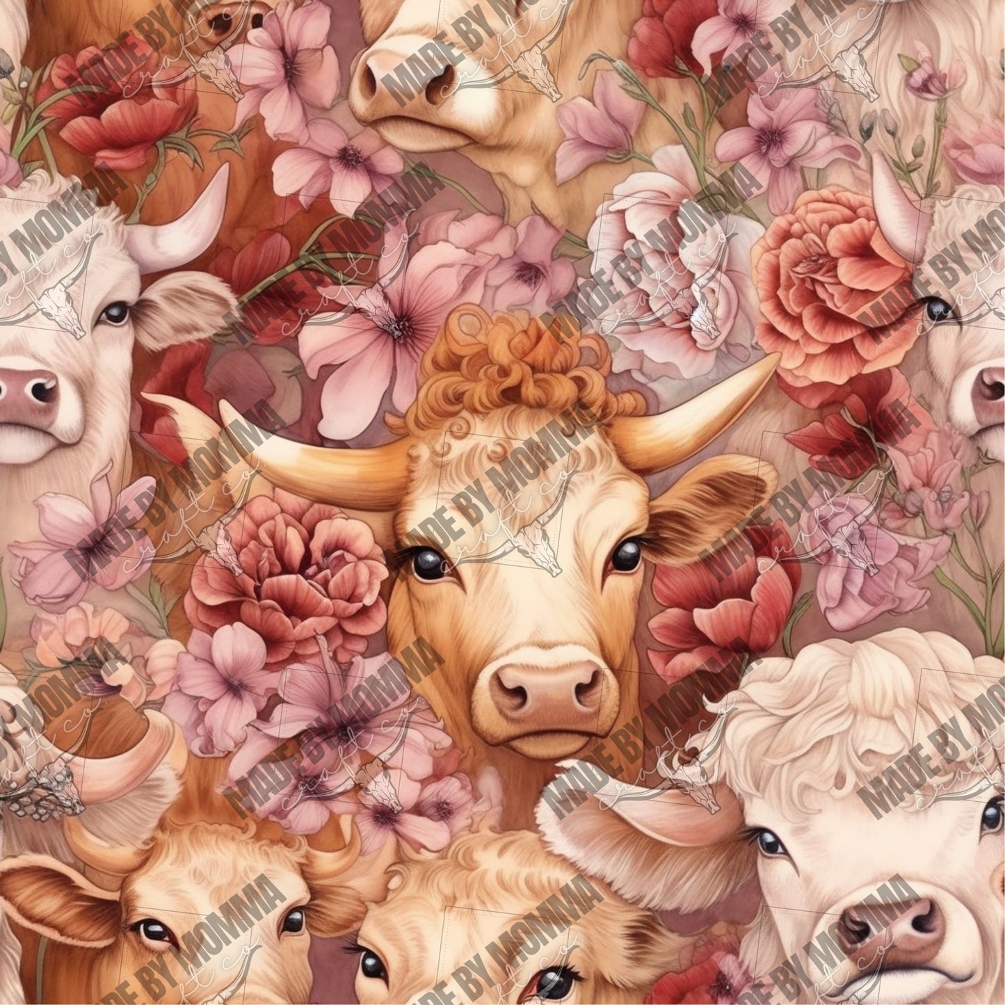 Highland Cow Pattern 15 - Vinyl Or Waterslide Seamless Wrap