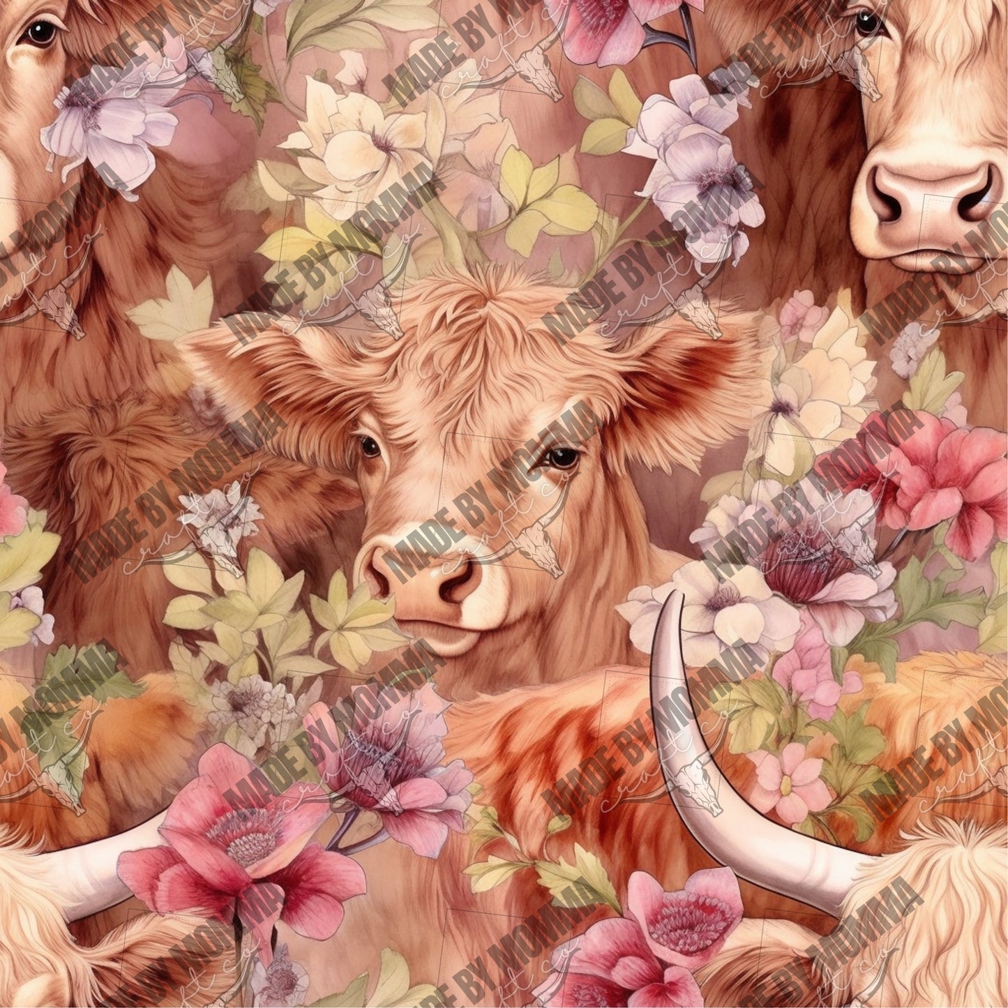 Highland Cow Pattern 8 - Vinyl Or Waterslide Seamless Wrap