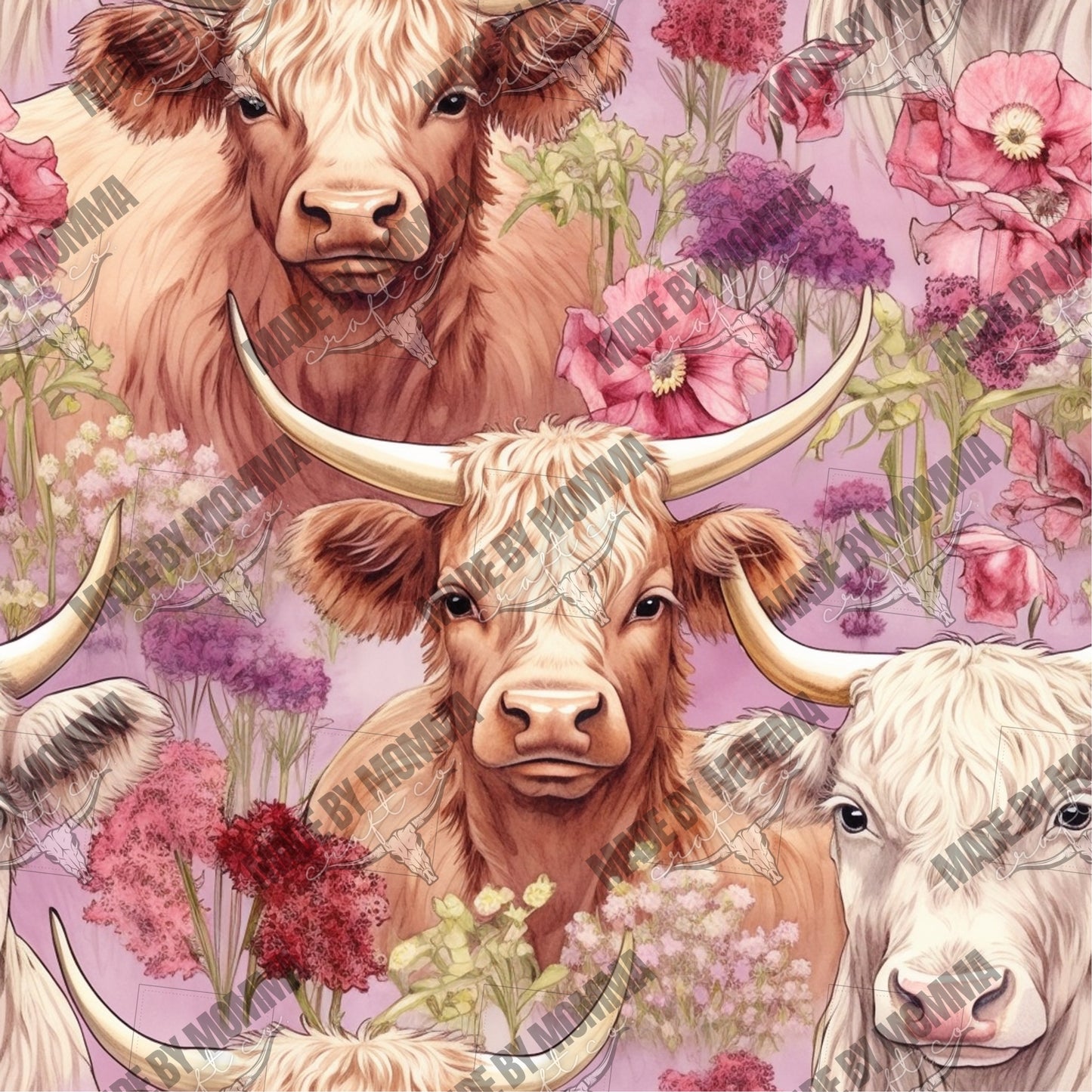 Highland Cow Pattern 16 - Vinyl Or Waterslide Seamless Wrap