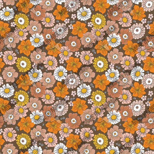 Garden Retro Flower Pattern 4 - Vinyl Or Waterslide Seamless Wrap