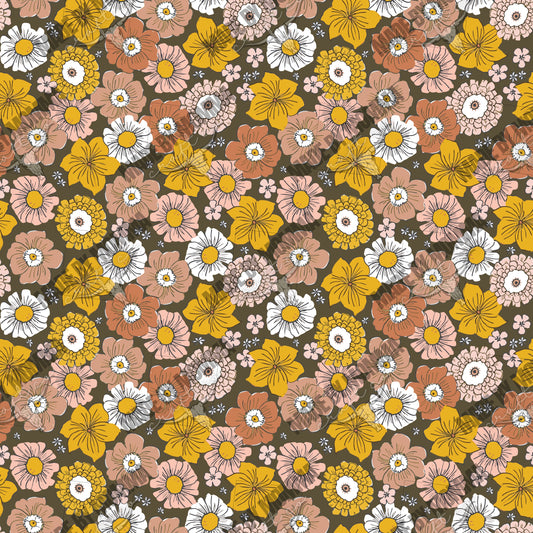 Garden Retro Flower Pattern 8 - Vinyl Or Waterslide Seamless Wrap