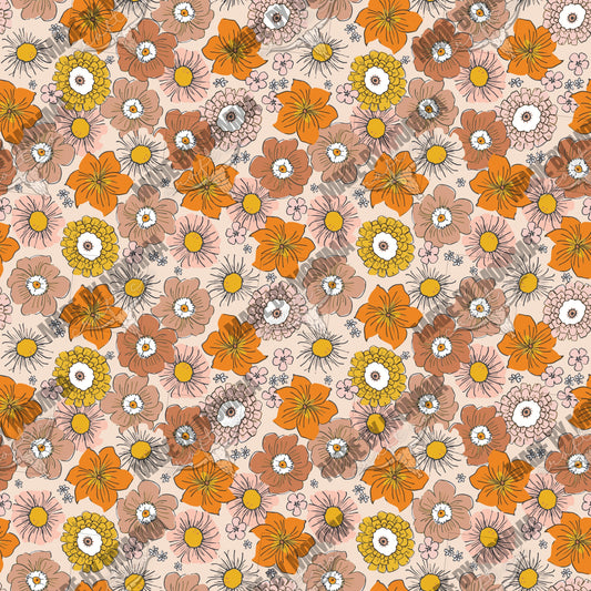 Garden Retro Flower Pattern 7 - Vinyl Or Waterslide Seamless Wrap