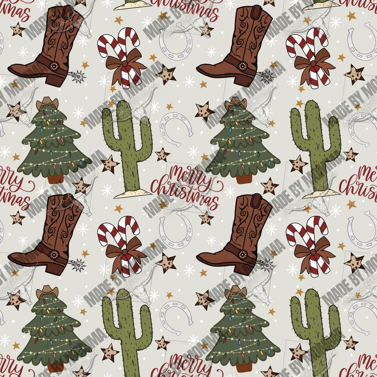 Cowboy Christmas - Vinyl Or Waterslide Seamless Wrap