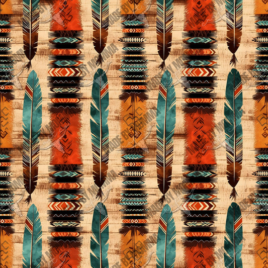 Boho Western Seamless Background 2 Feather - Vinyl Or Waterslide Seamless Wrap