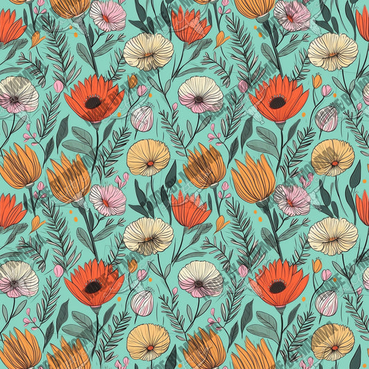 Boho Floral Seamless Surface Pattern 4 - Vinyl Or Waterslide Seamless Wrap