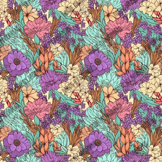 Boho Floral Seamless Surface Pattern 1 - Vinyl Or Waterslide Seamless Wrap