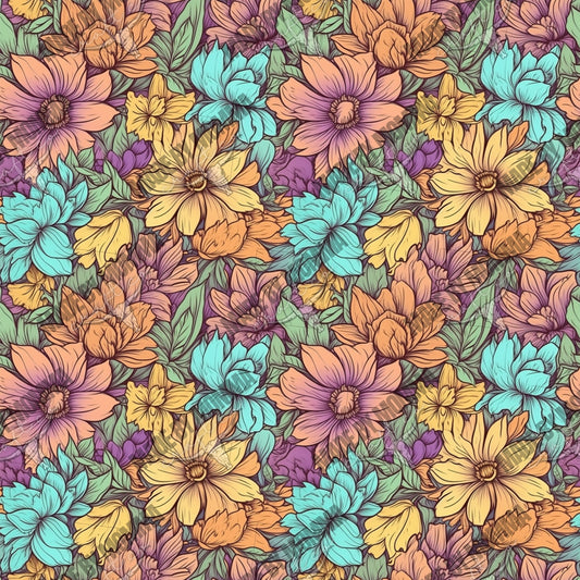 Boho Floral Seamless Surface Pattern 6 - Vinyl Or Waterslide Seamless Wrap