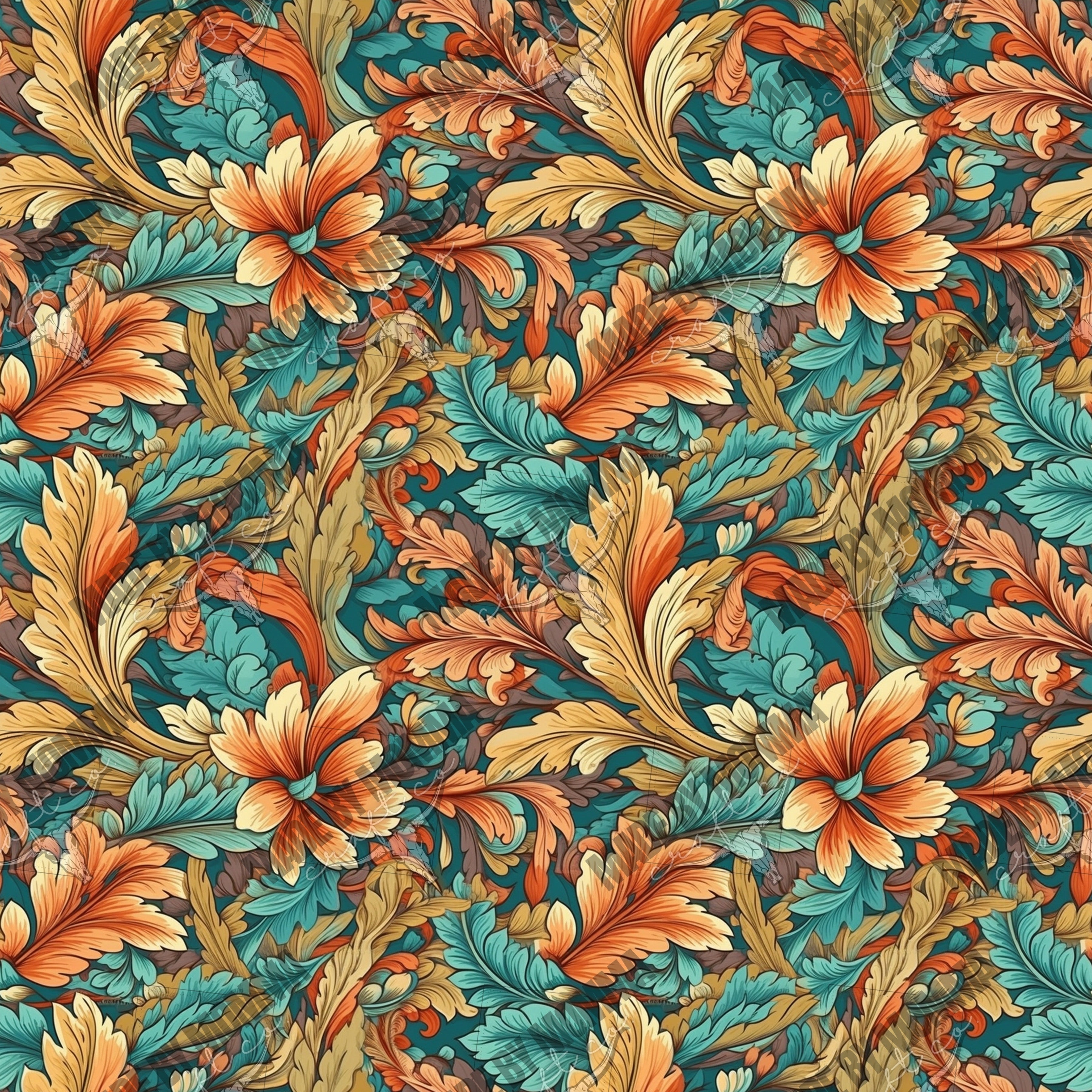 Boho Floral Seamless Surface Pattern 11 - Vinyl Or Waterslide Seamless Wrap