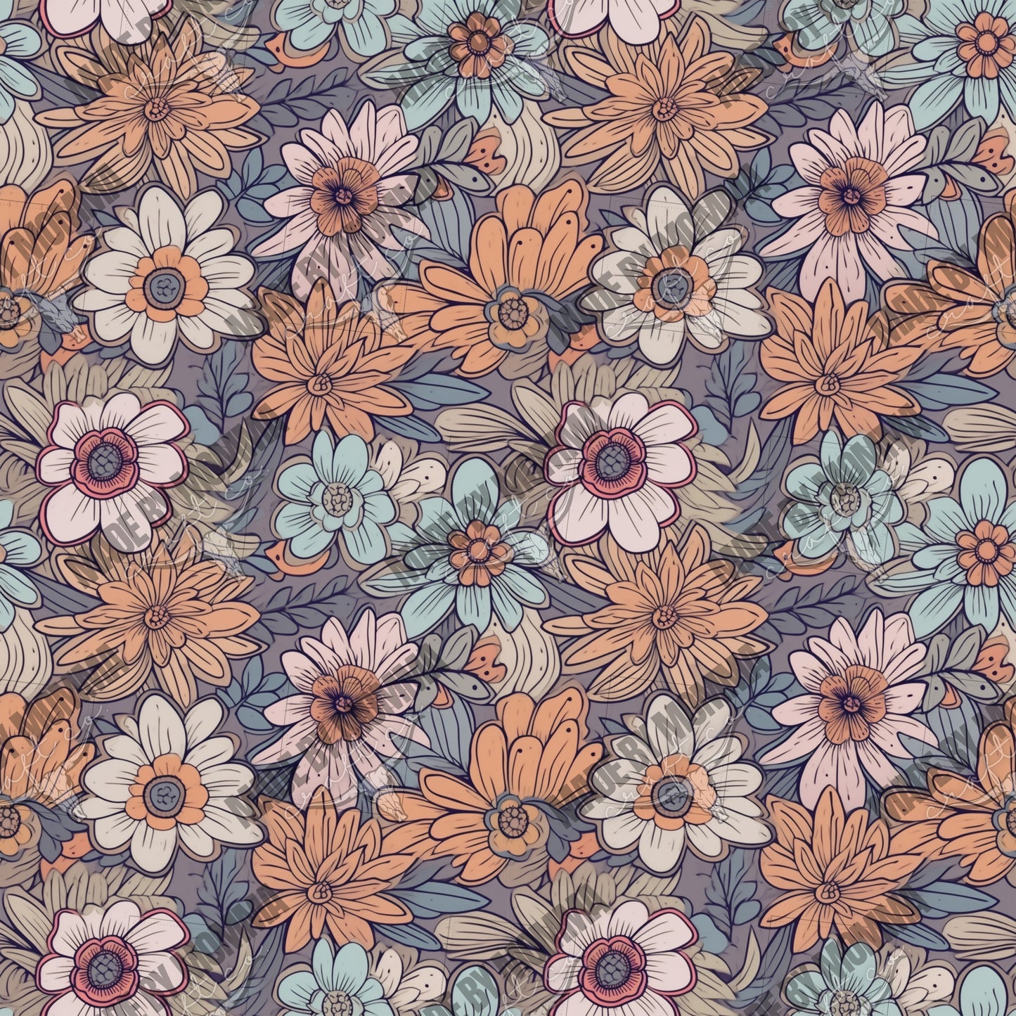 Boho Floral Seamless Surface Pattern 3 - Vinyl Or Waterslide Seamless Wrap