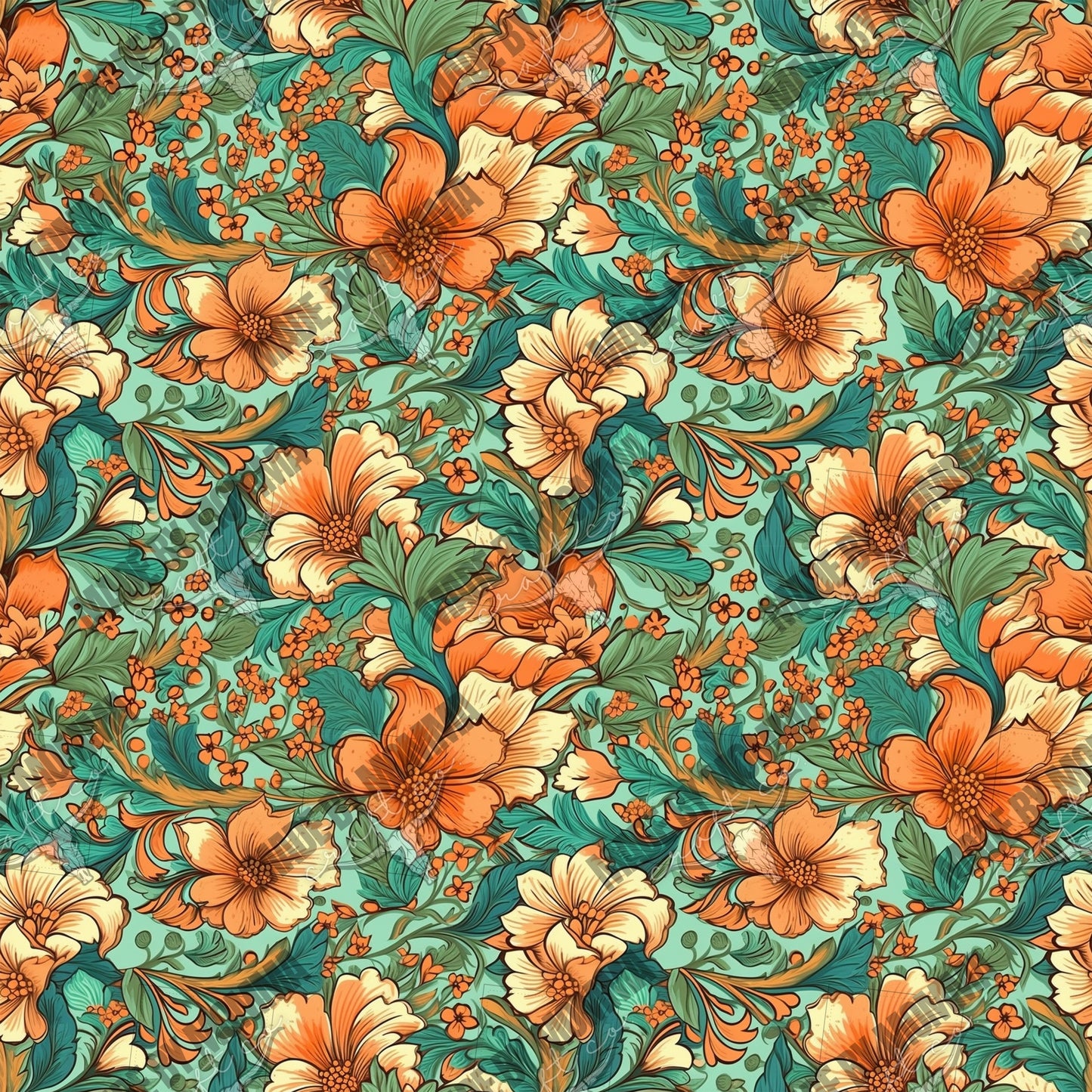 Boho Floral Seamless Surface Pattern 8 - Vinyl Or Waterslide Seamless Wrap