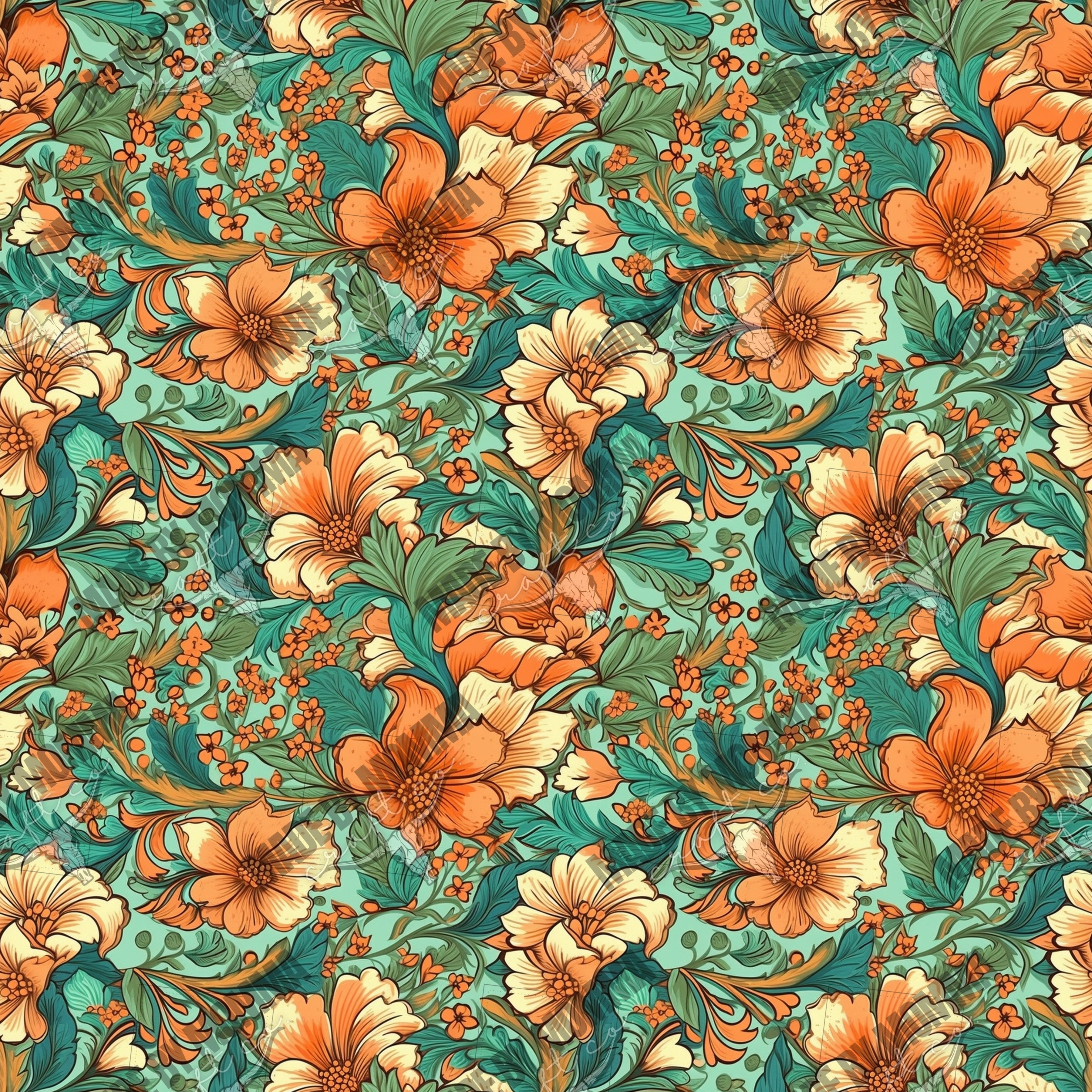 Boho Floral Seamless Surface Pattern 8 - Vinyl Or Waterslide Seamless Wrap