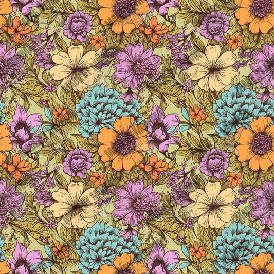 Boho Floral Seamless Surface Pattern 5 - Vinyl Or Waterslide Seamless Wrap