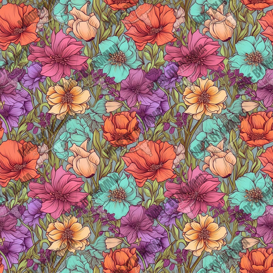 Boho Floral Seamless Surface Pattern 7 - Vinyl Or Waterslide Seamless Wrap