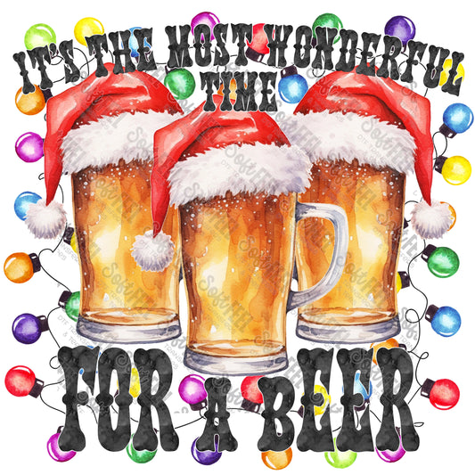 Its The Most Wonderful Time For A Beer - Christmas - Direct To Film Transfer / DTF - Heat Press Clothing Transfer