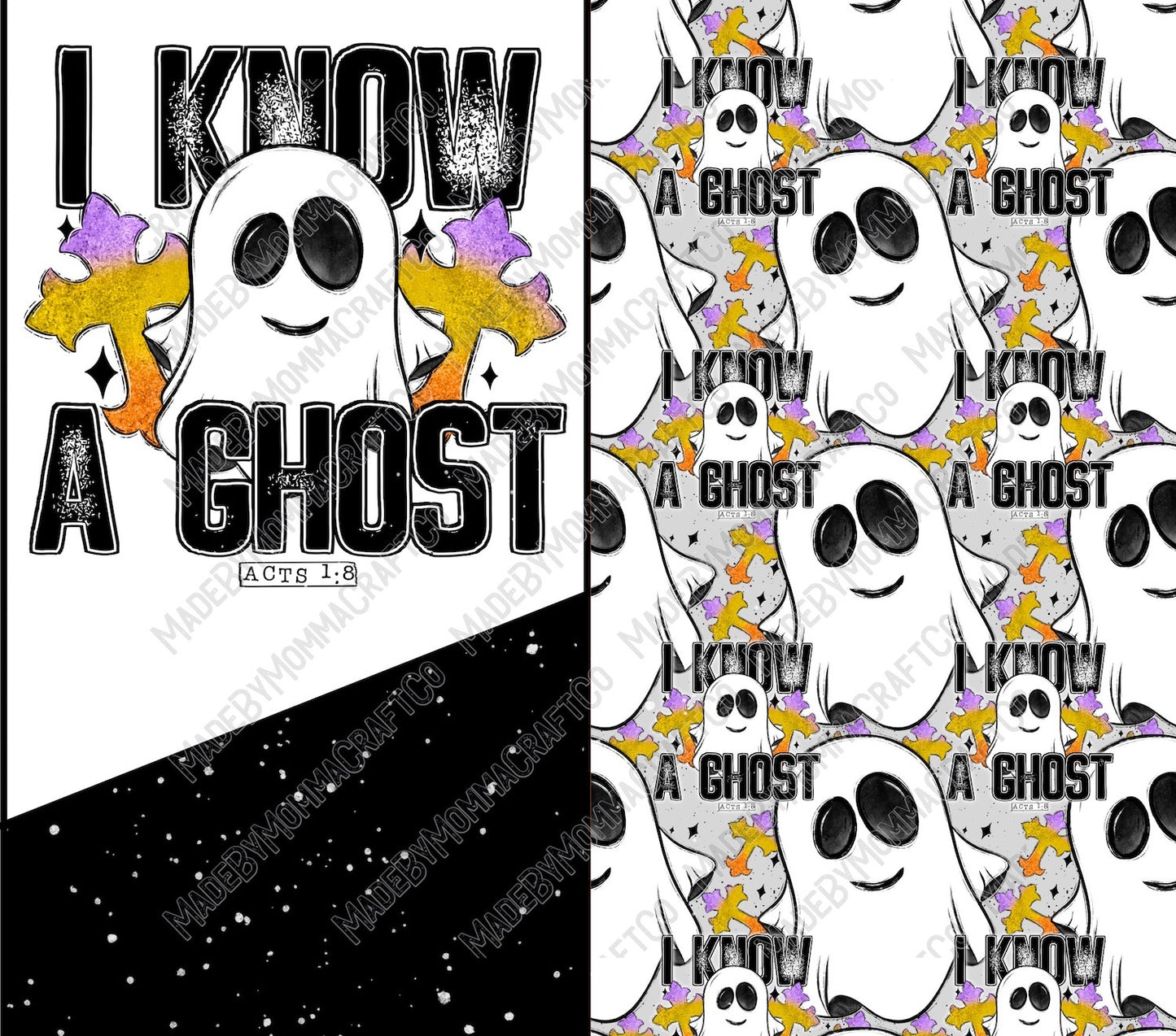 I Know A Ghost - Halloween - Sublimation or Waterslide Wrap - 20oz and 30oz