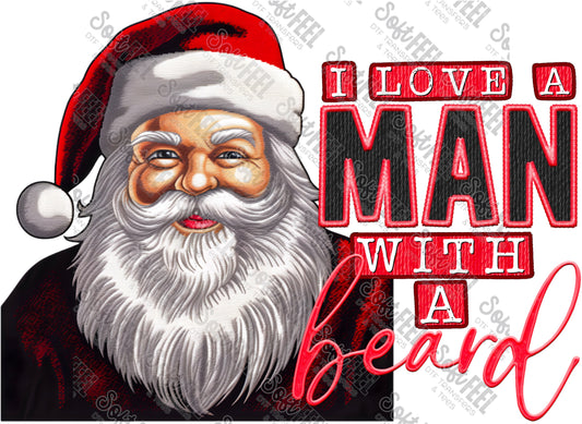 I Love A Man With A Beard - Christmas / Faux Embroidery - Direct To Film Transfer / DTF - Heat Press Clothing Transfer