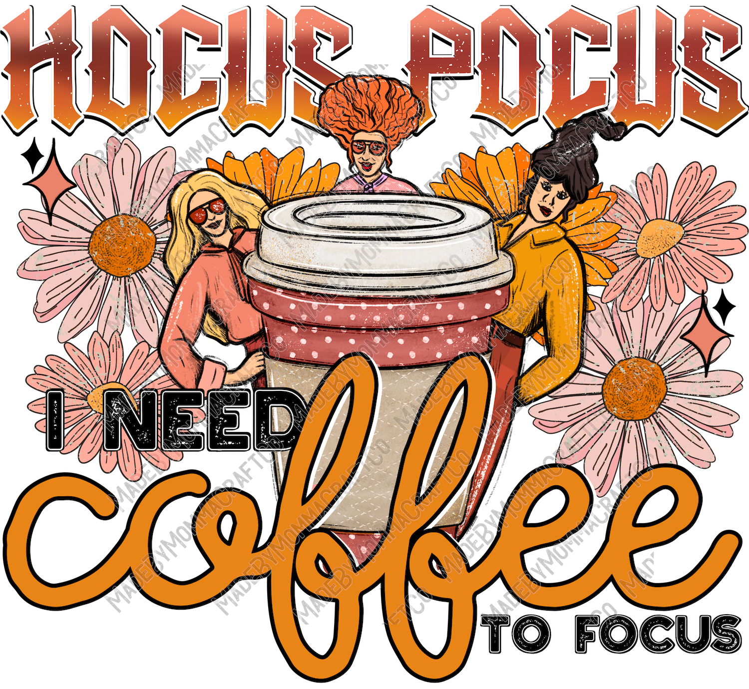 I Need Coffee To Focus Halloween- Cheat Clear Waterslide™ or White Cast Sticker