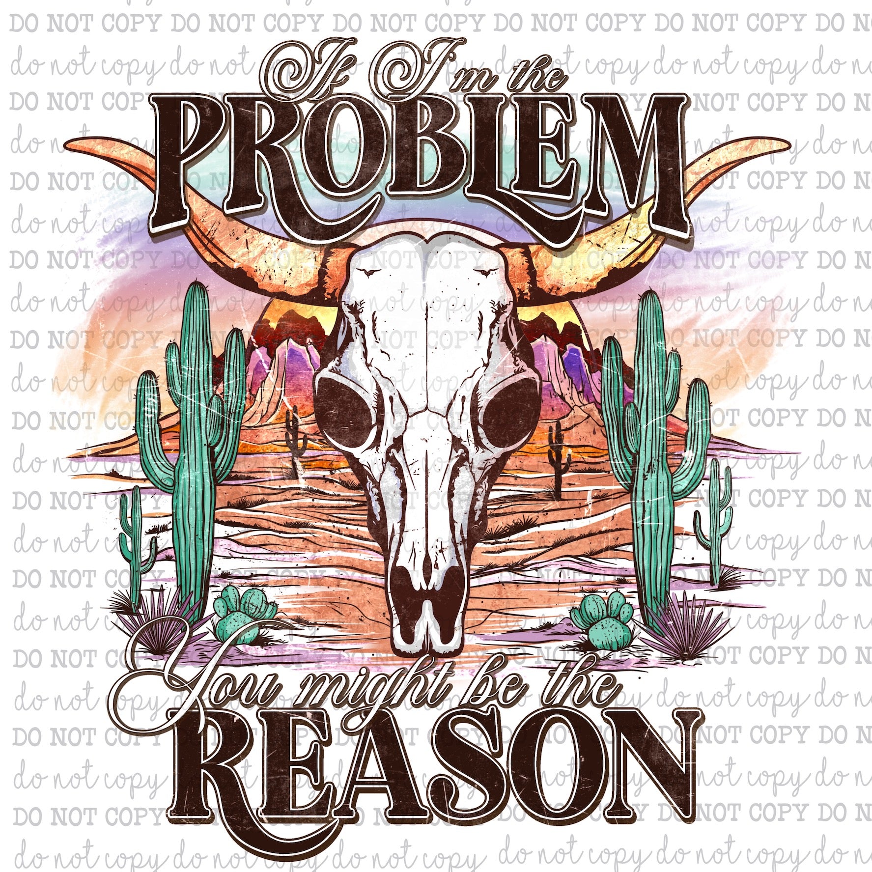 If I&#39;m The Problem Skull - Country Western - Cheat Clear Waterslide™ or White Cast Sticker