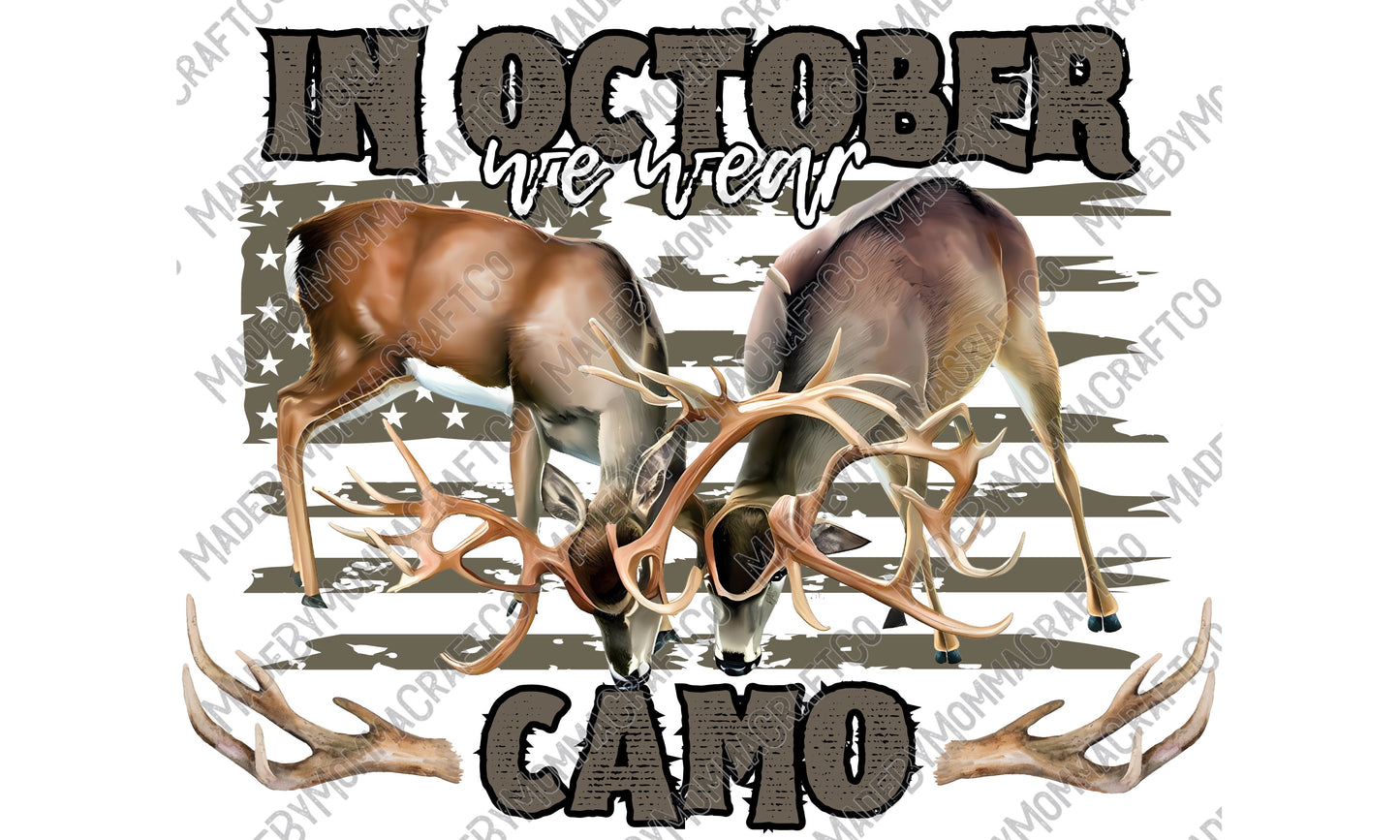 In October We Wear Camo - Hunting / Country Western - Cheat Clear Waterslide™ or White Cast Sticker