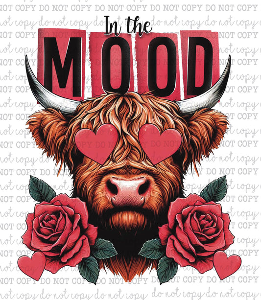 In The Mood Valentines Highland Cow - Country Western - Cheat Clear Waterslide™ or Cheat Clear Sticker Decal