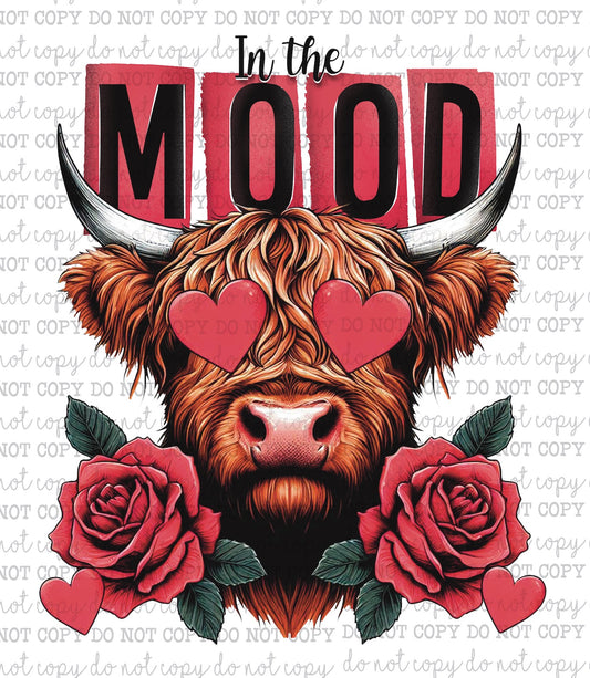 In The Mood Valentines Highland Cow - Country Western - Cheat Clear Waterslide™ or White Cast Sticker