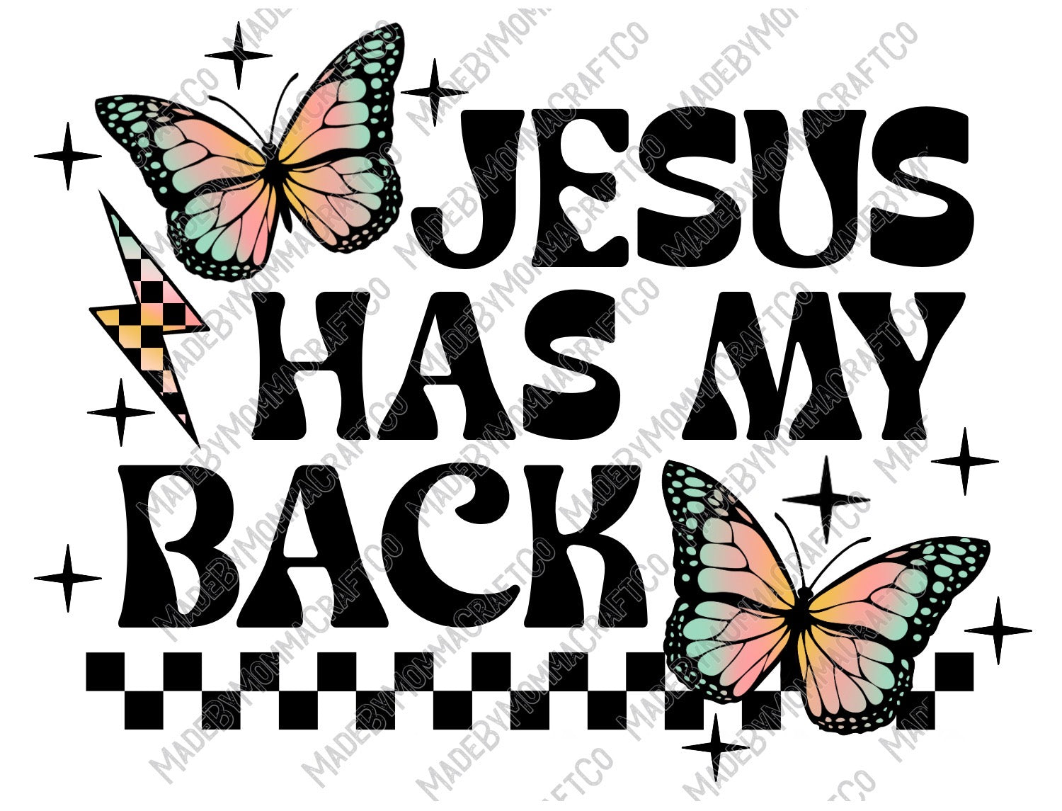 Jesus Has My Back Cross - Cheat Clear Waterslide™ or White Cast Sticker