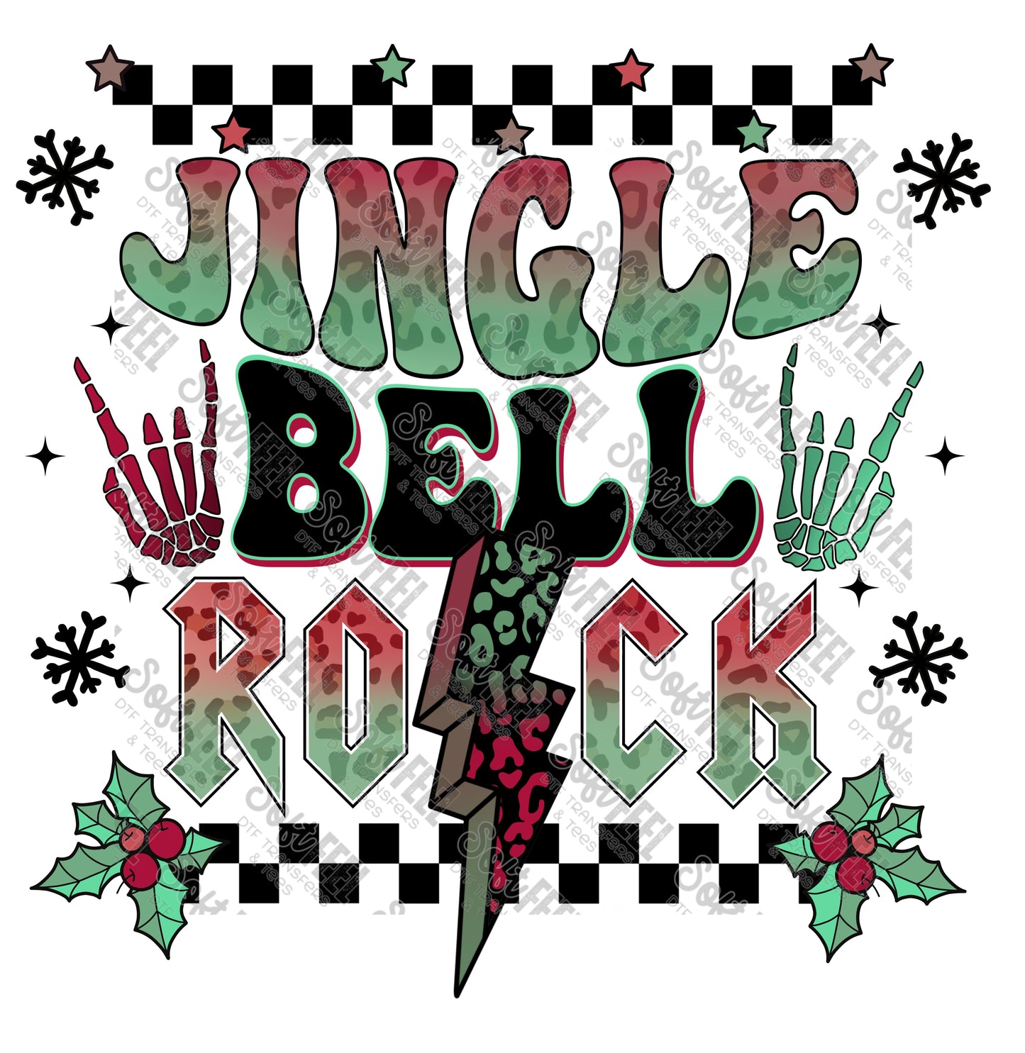 Jingle Bell Rock - Christmas / Retro /  Women's - Direct To Film Transfer / DTF - Heat Press Clothing Transfer