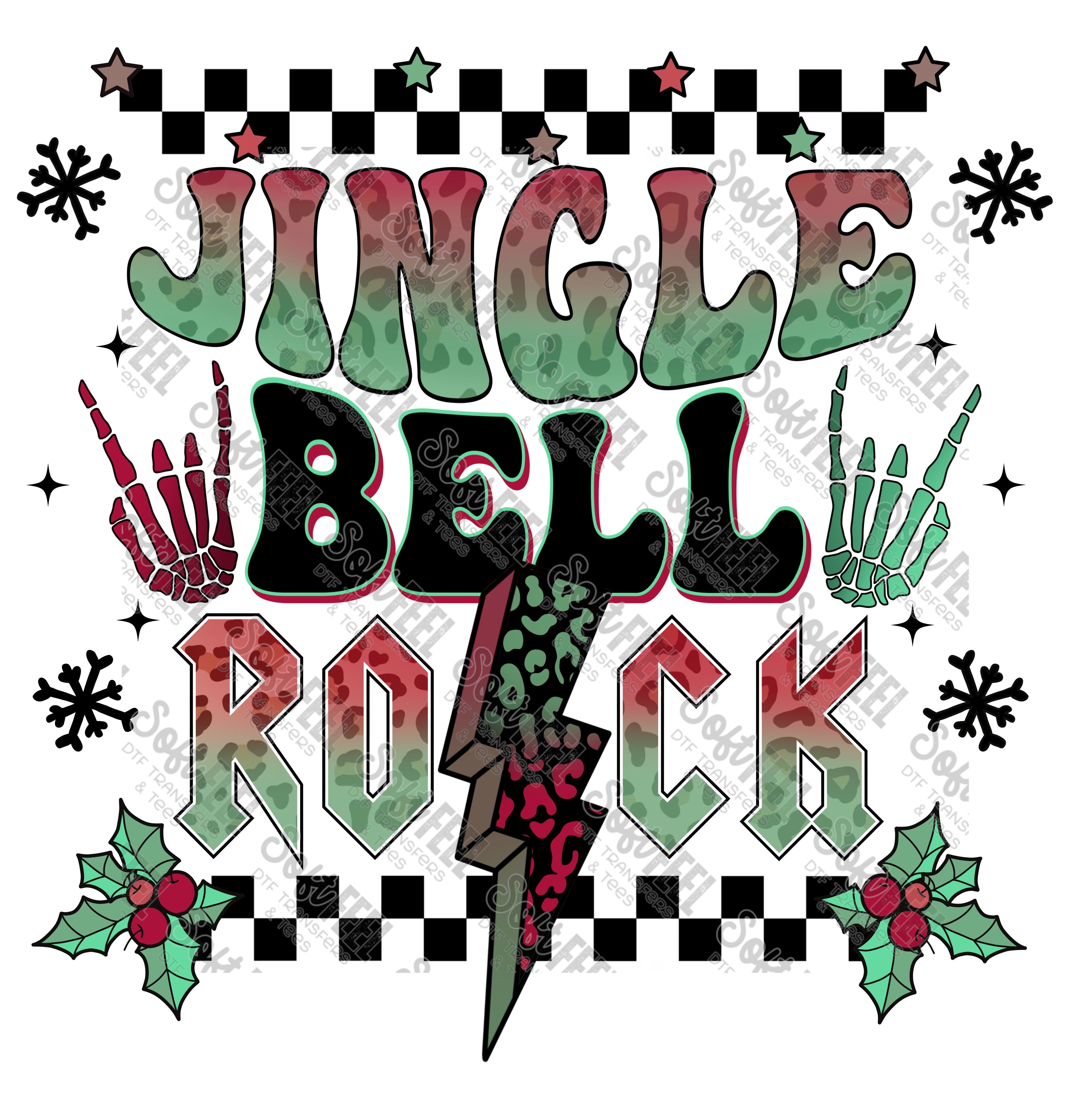 Jingle Bell Rock - Christmas / Retro /  Women&#39;s - Direct To Film Transfer / DTF - Heat Press Clothing Transfer