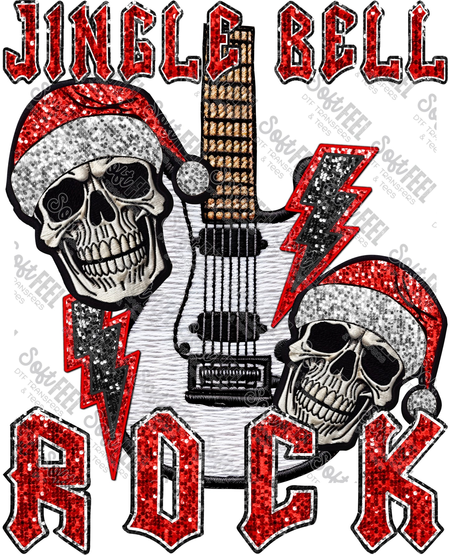 Jingle Bell Rock - Christmas / Faux Embroidery - Direct To Film Transfer / DTF - Heat Press Clothing Transfer