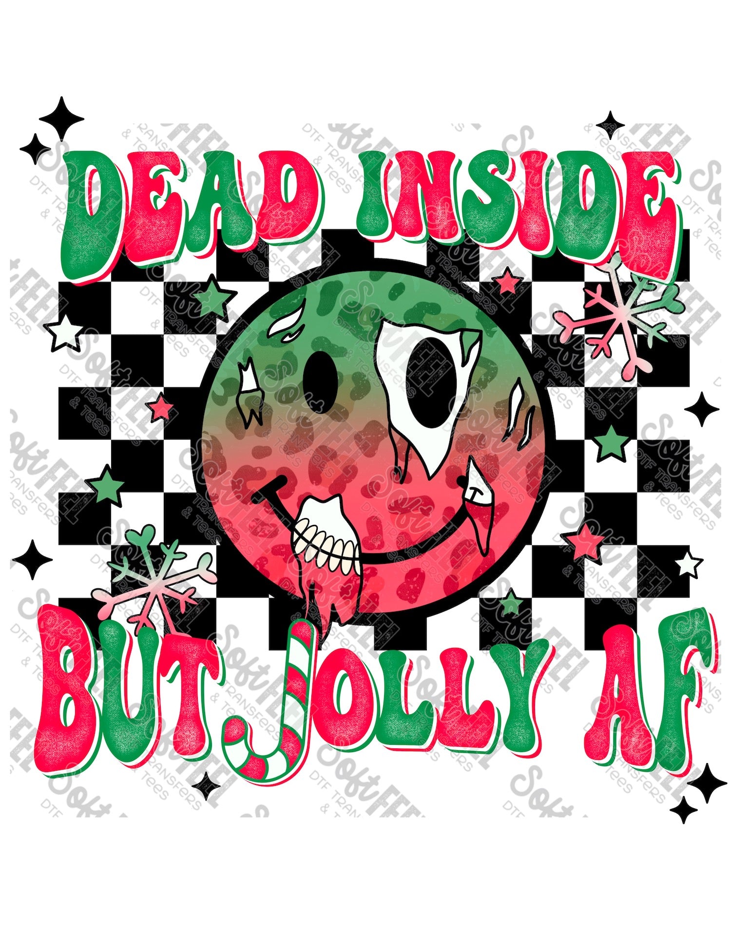 Jolly AF Distressed - Christmas / Snarky Humor /  Women&#39;s - Direct To Film Transfer / DTF - Heat Press Clothing Transfer