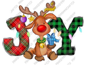 Joy Reindeer Christmas - Cheat Clear Waterslide™ or White Cast Sticker