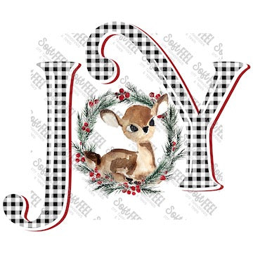 Joy Deer - Christmas - Direct To Film Transfer / DTF - Heat Press Clothing Transfer