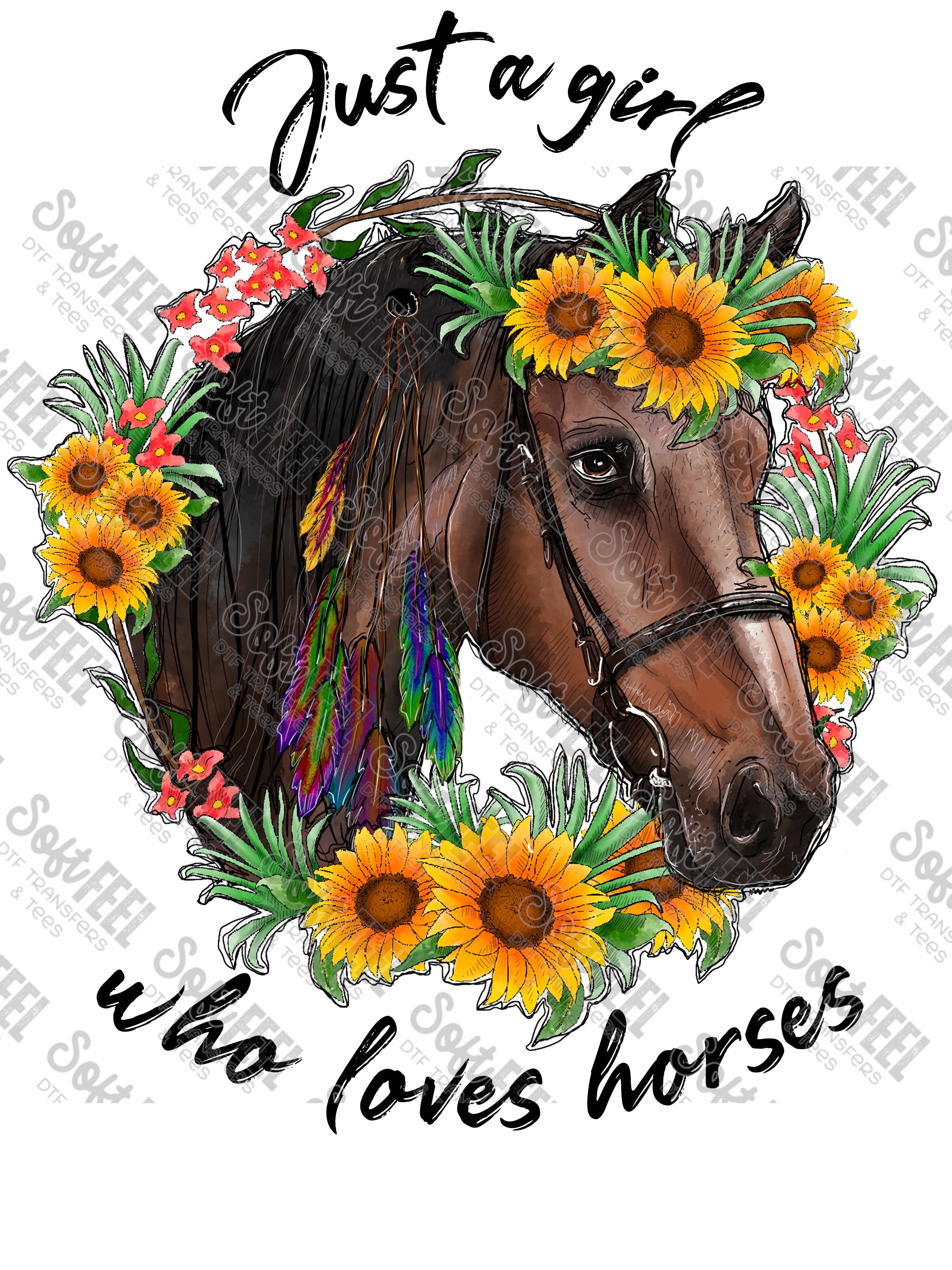 Just A Girl Who Loves Horses - Women&#39;s / Country Western - Direct To Film Transfer / DTF - Heat Press Clothing Transfer