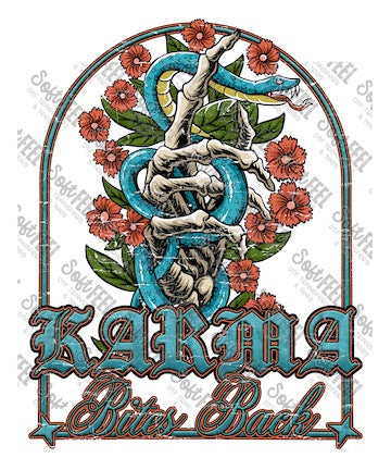 Karma Bites Back Grunge - Women&#39;s - Direct To Film Transfer / DTF - Heat Press Clothing Transfer