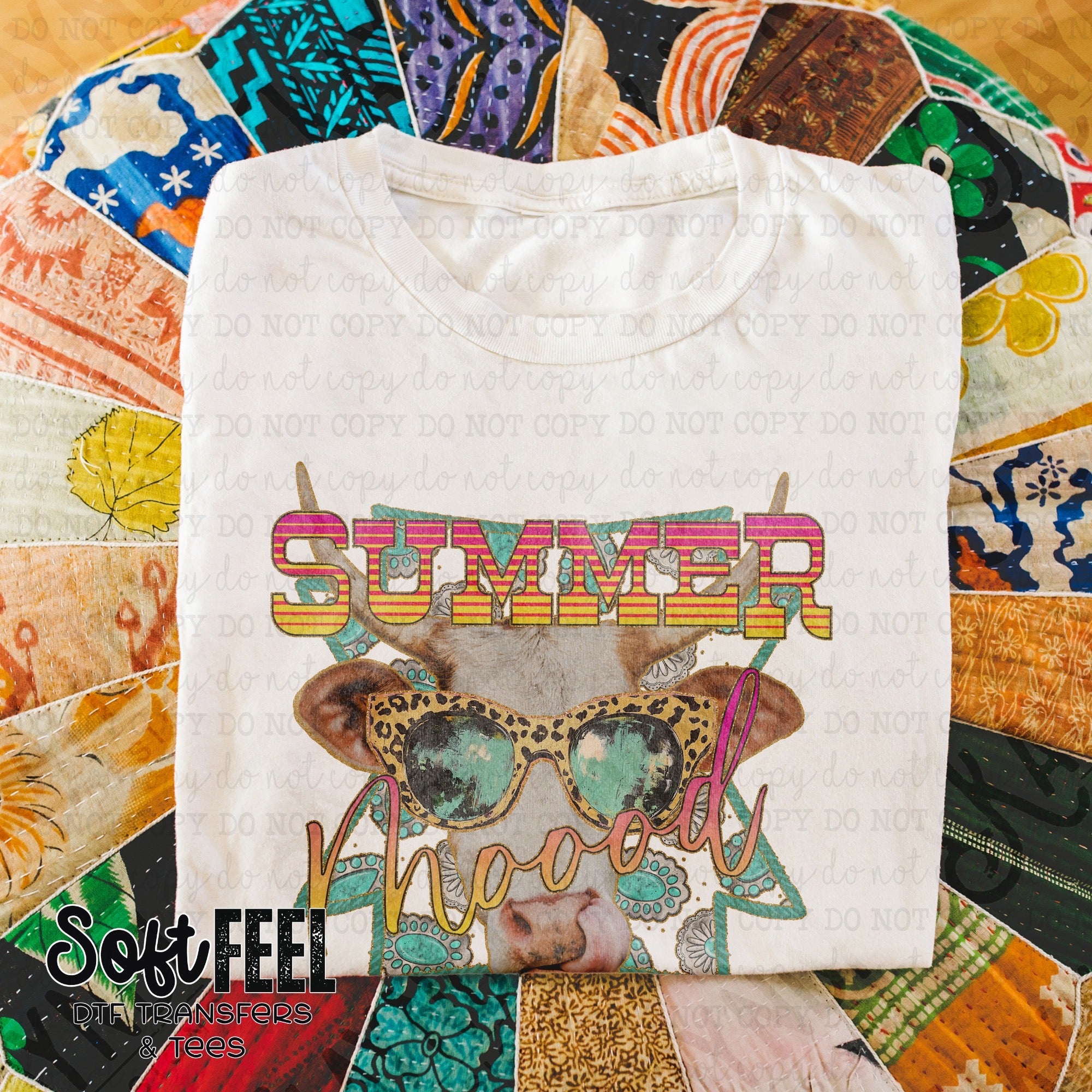 Summer Mood Cow - Summertime - Direct To Film Transfer / DTF - Heat Press Clothing Transfer