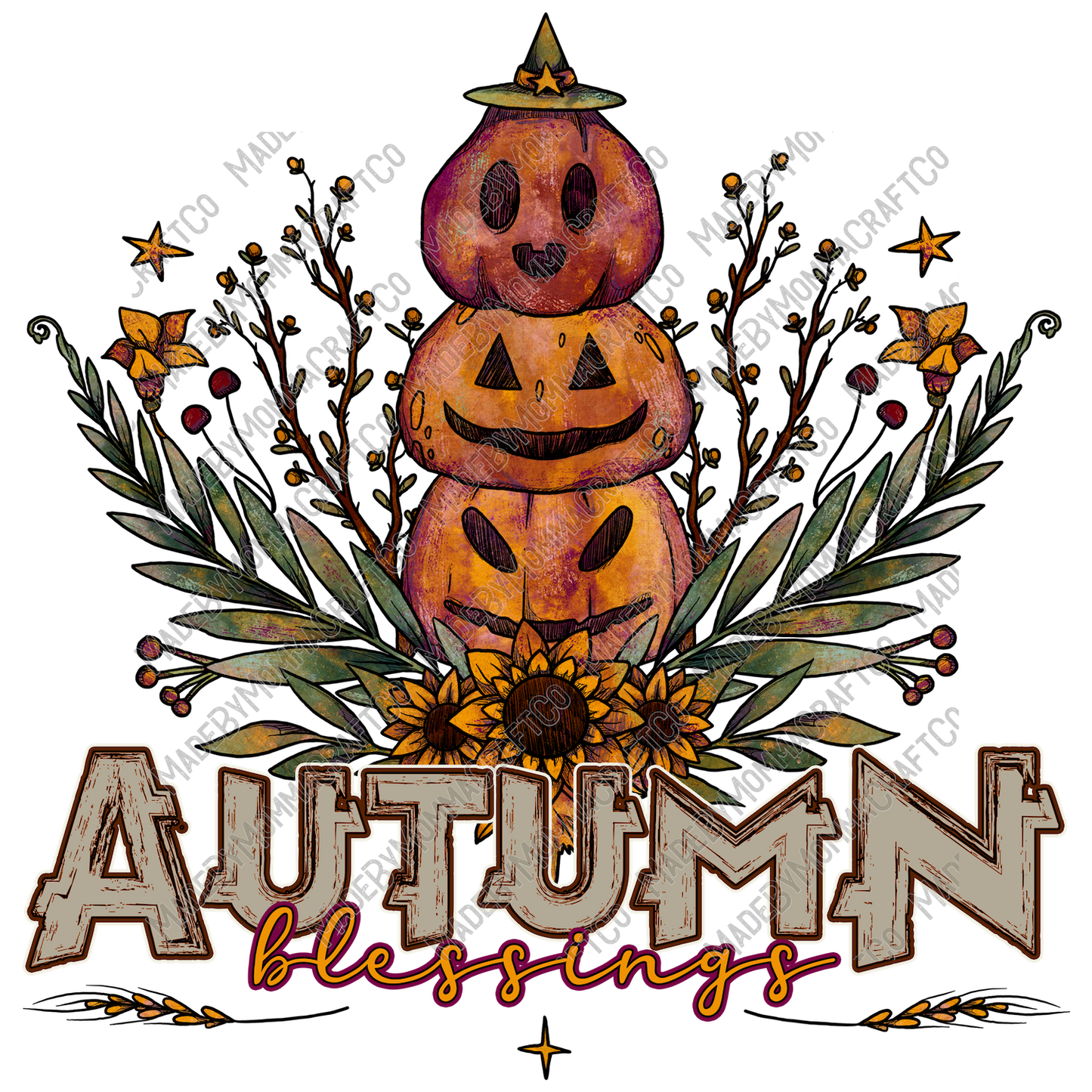 Autumn Blessings Pumpkins - Cheat Clear Waterslide™ or White Cast Sticker