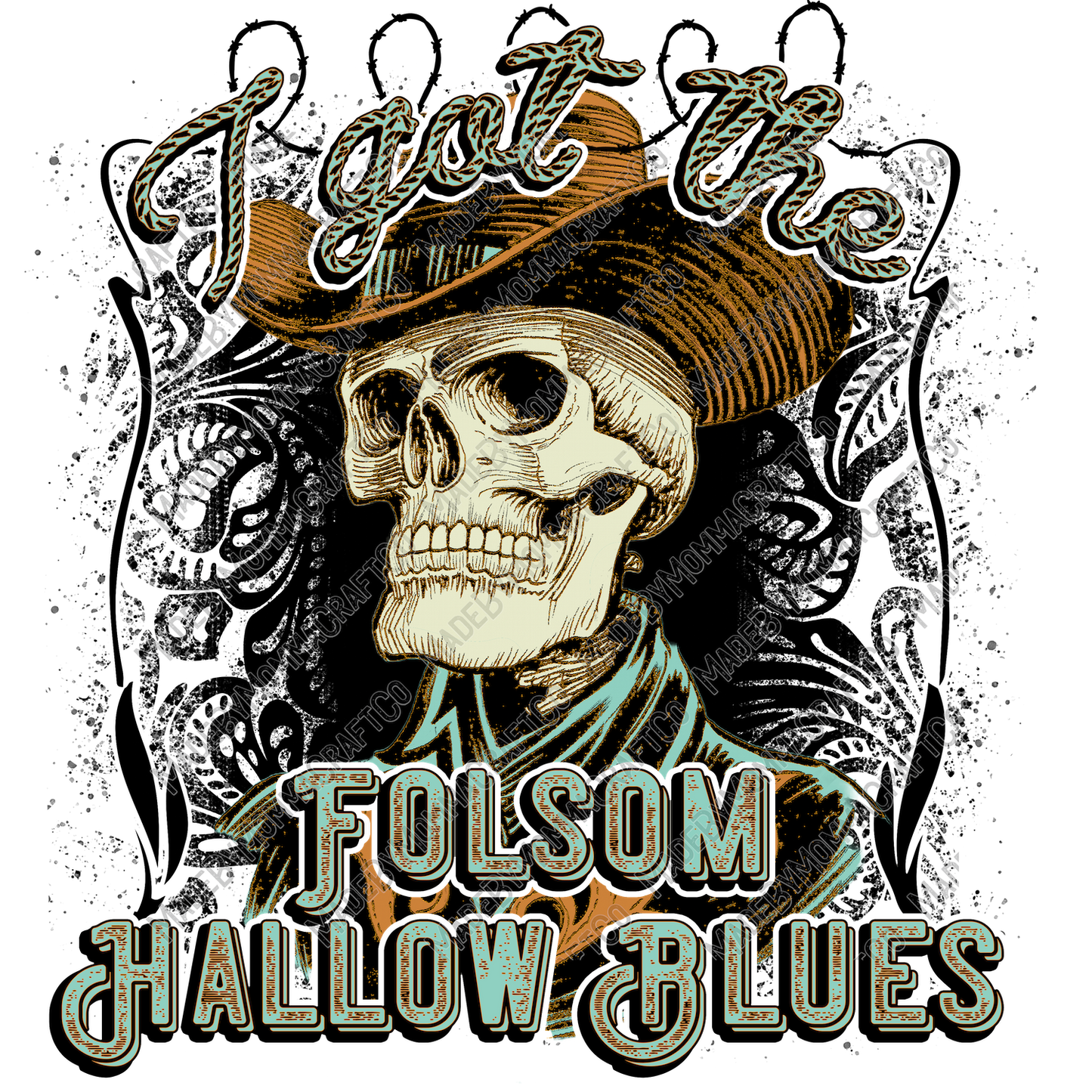 I Got The Blues Skeleton Country Western - Cheat Clear Waterslide™ or White Cast Sticker