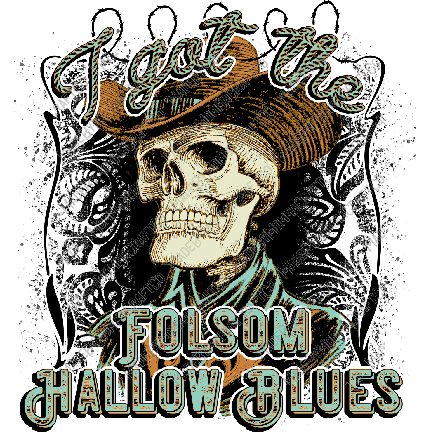 I Got The Blues Skeleton Country Western - Cheat Clear Waterslide™ or White Cast Sticker
