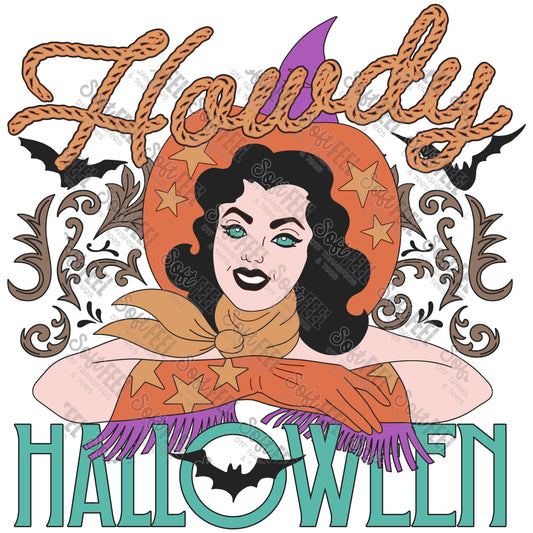 Howdy Halloween Whitchy Cowgirl - Country Western / Halloween - Direct To Film Transfer / DTF - Heat Press Clothing Transfer