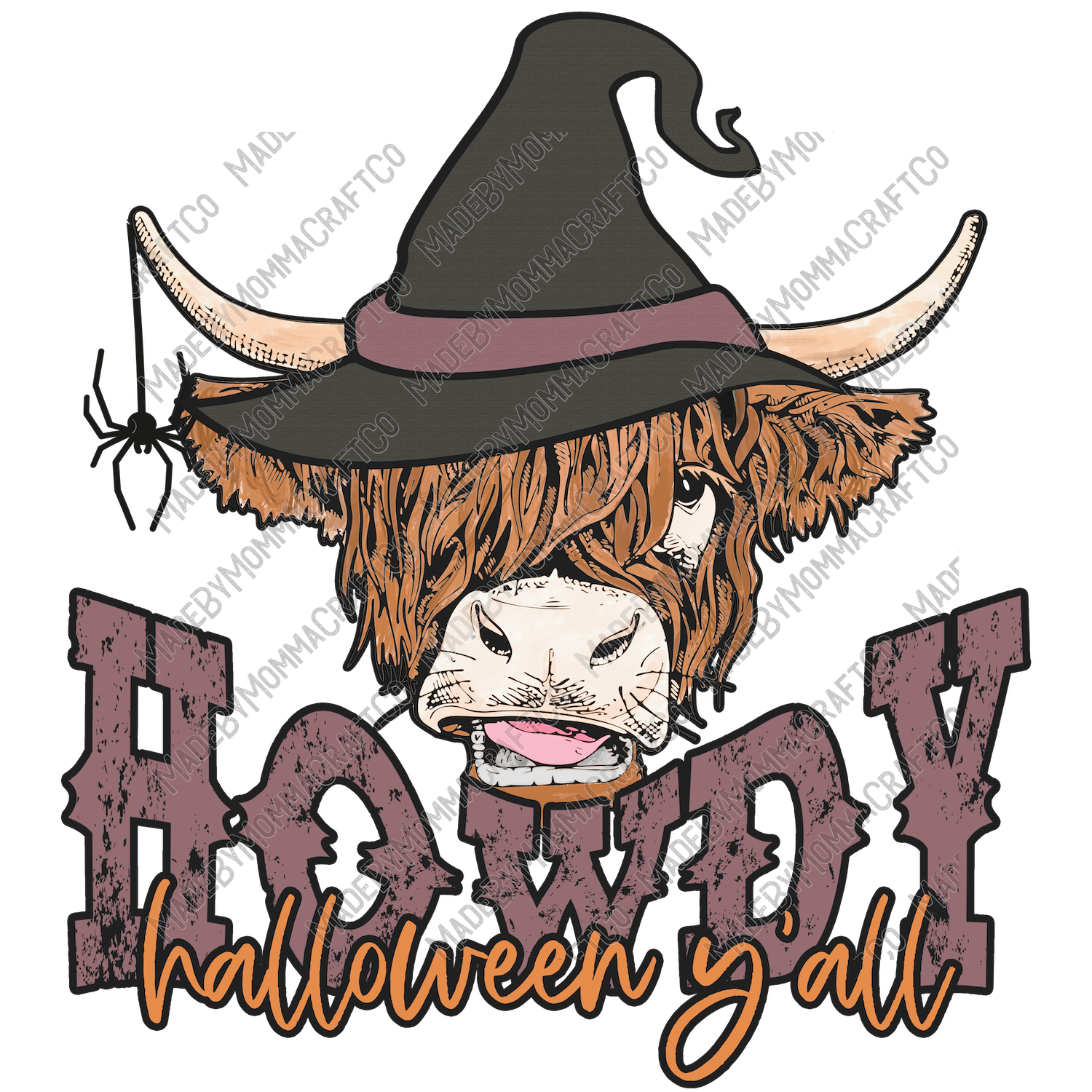 Howdy Halloween Y&#39;all Highland Cow- Halloween - Cheat Clear Waterslide™ or White Cast Sticker