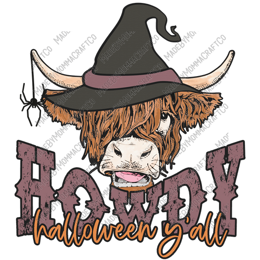 Howdy Halloween Y'all Highland Cow- Halloween - Cheat Clear Waterslide™ or White Cast Sticker