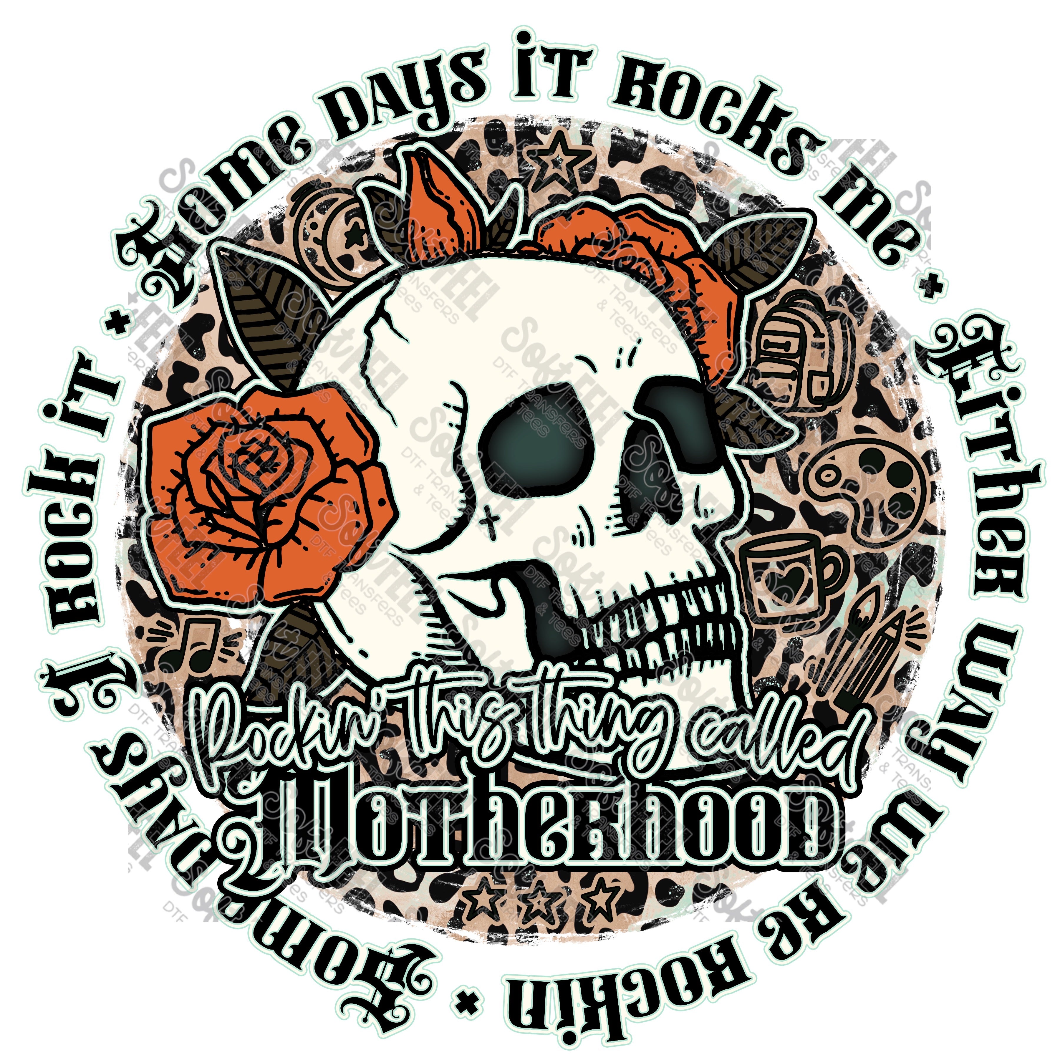 Rockin Motherhood - Women&#39;s - Direct To Film Transfer / DTF - Heat Press Clothing Transfer