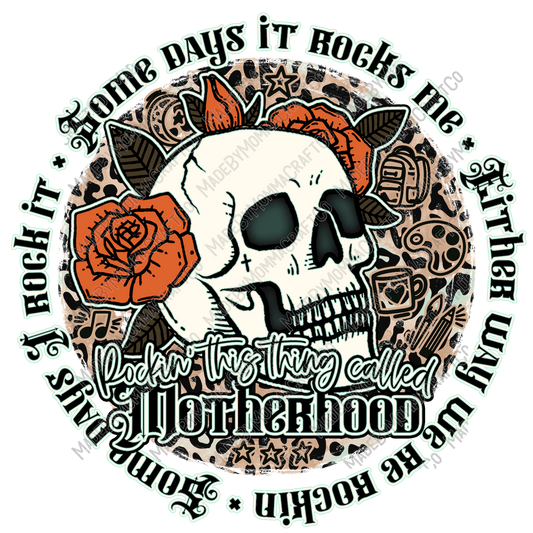 Rockin This Thing Called Motherhood Skull - Cheat Clear Waterslide™ or White Cast Sticker