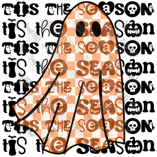 Tiss The Season Checker Ghost Orange - Halloween - Direct To Film Transfer / DTF - Heat Press Clothing Transfer