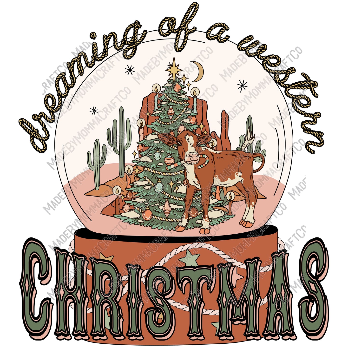 Dreaming Of A Western Christmas Calf - Christmas - Cheat Clear Waterslide™ or White Cast Sticker